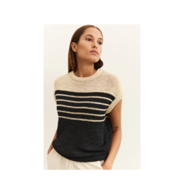YAYA Sleeveless Striped Sweater in Summer Sand by YAYA