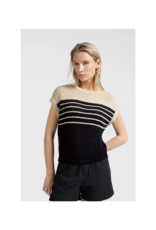 YAYA Sleeveless Striped Sweater in Summer Sand by YAYA