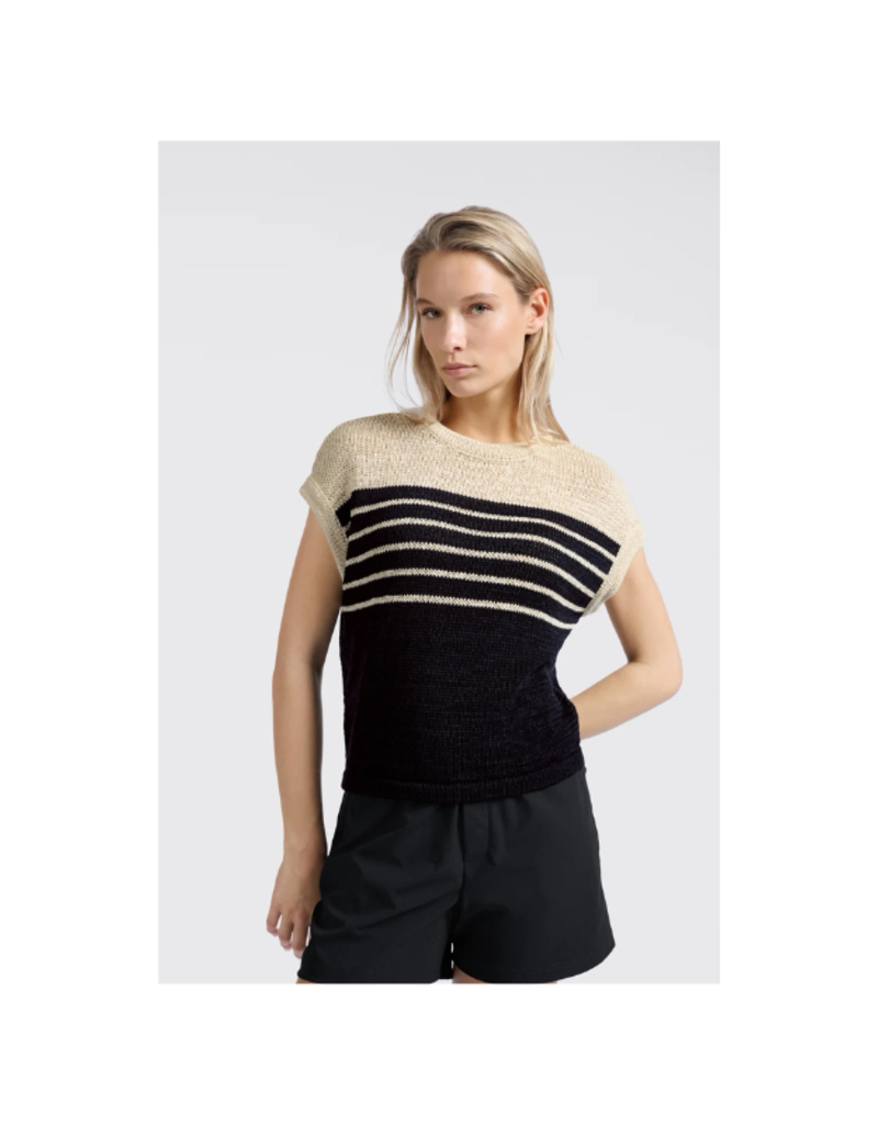 YAYA Sleeveless Striped Sweater in Summer Sand by YAYA