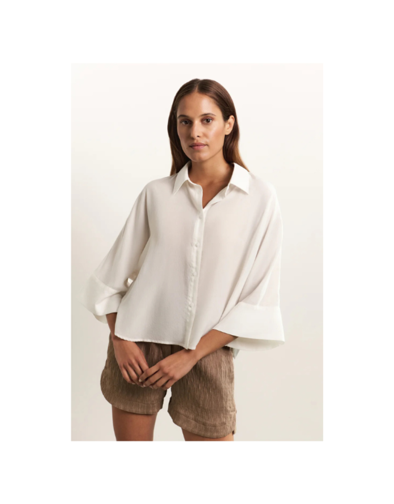 YAYA Cropped Loose Blouse in Pure White by YAYA