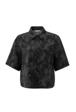 YAYA Printed Short Sleeve Blouse in Washed Black Dessi by YAYAn