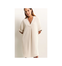 YAYA Folded Short Sleeve Dress in Rainy Day Beige by YAYA