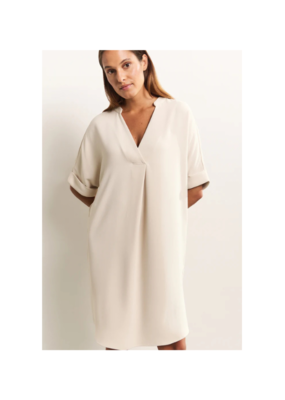 YAYA Folded Short Sleeve Dress in Rainy Day Beige by YAYA