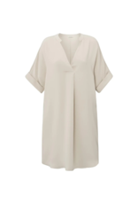 YAYA Folded Short Sleeve Dress in Rainy Day Beige by YAYA