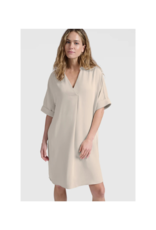 YAYA Folded Short Sleeve Dress in Rainy Day Beige by YAYA