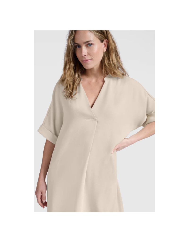 YAYA Folded Short Sleeve Dress in Rainy Day Beige by YAYA
