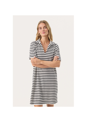 Part Two Rositta Cotton Dress in Black & Eggnog by Part Two