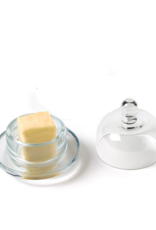Small Round Glass Butter Dish with Dome