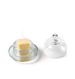Small Round Glass Butter Dish with Dome