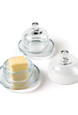 Small Round Glass Butter Dish with Dome