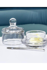 Small Round Glass Butter Dish with Dome