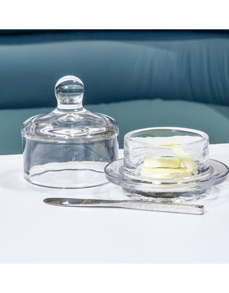 Small Round Glass Butter Dish with Dome