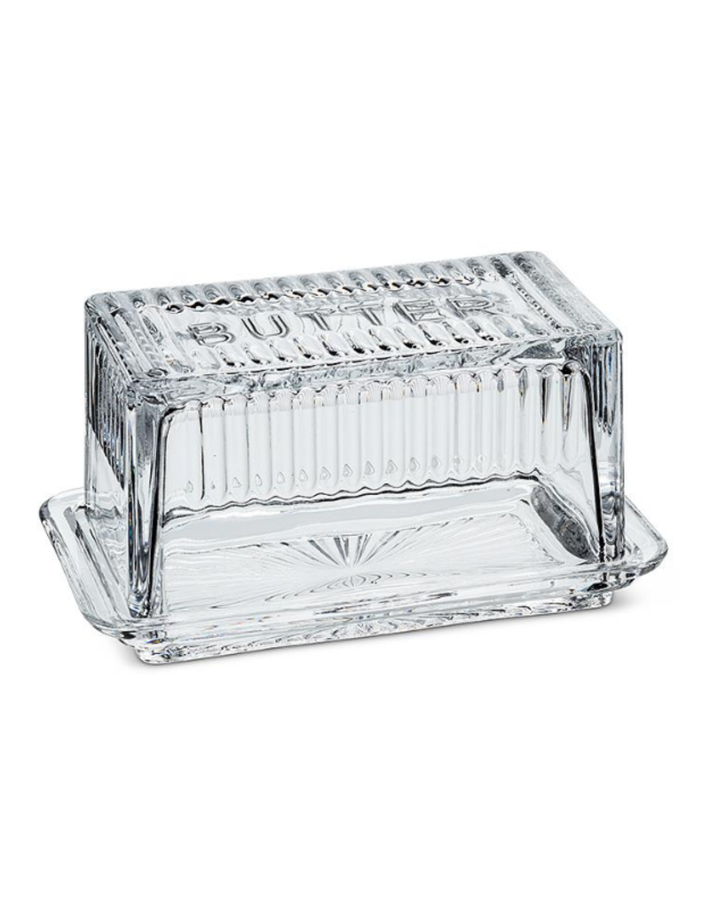 Glass "BUTTER" Dish with Lid