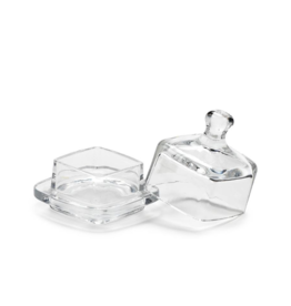 Small Square Glass Butter Dish with Dome