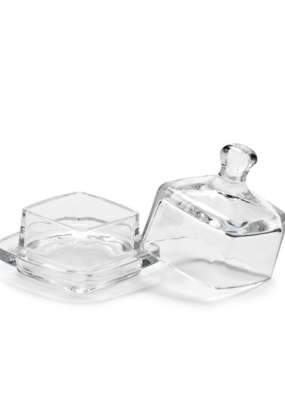 Small Square Glass Butter Dish with Dome