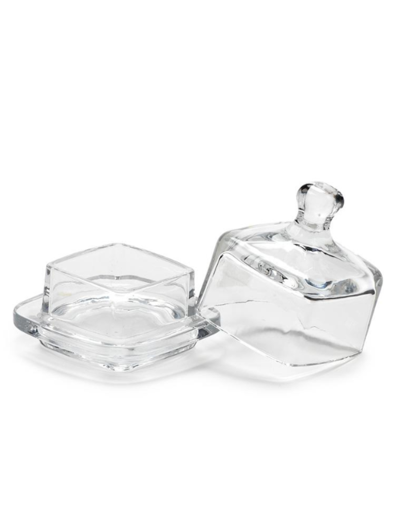 Small Square Glass Butter Dish with Dome