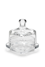 Small Square Glass Butter Dish with Dome