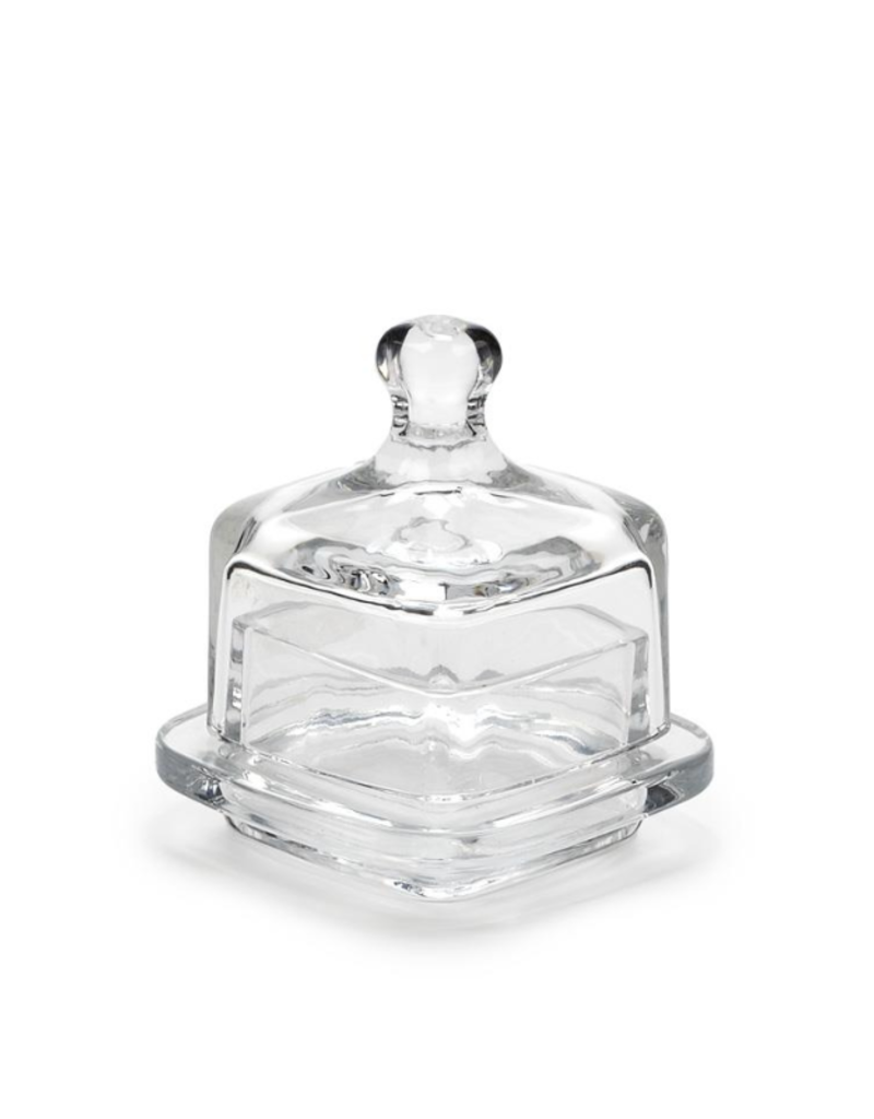 Small Square Glass Butter Dish with Dome