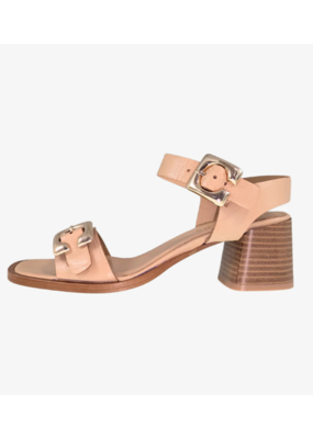 Dina Block Heel Sandal in Beige by Ateliers
