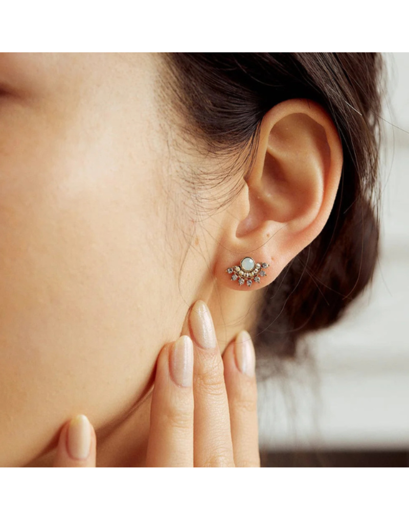 Lover's Tempo Nico Fan Stud Earrings White Opal by Lover's Tempo