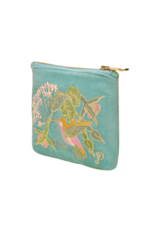 Powder Design Mini Pouch with Hummingbird in Aqua by Powder Design