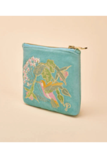 Powder Design Mini Pouch with Hummingbird in Aqua by Powder Design