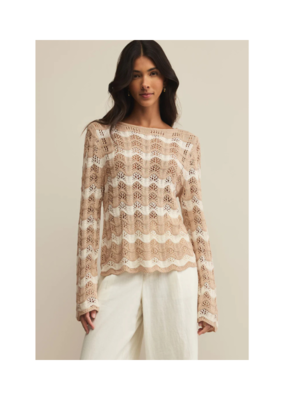 Z Supply Azura Stripe Crochet Top in Panna Cotta by Z Supply