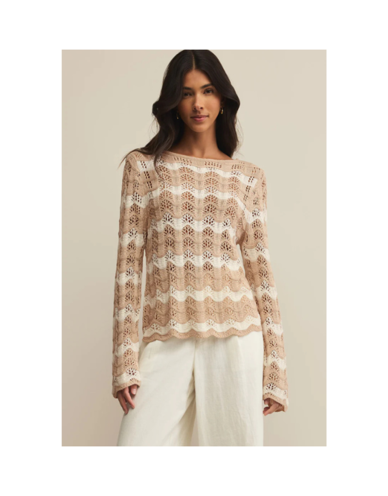 Z Supply Azura Stripe Crochet Top in Panna Cotta by Z Supply