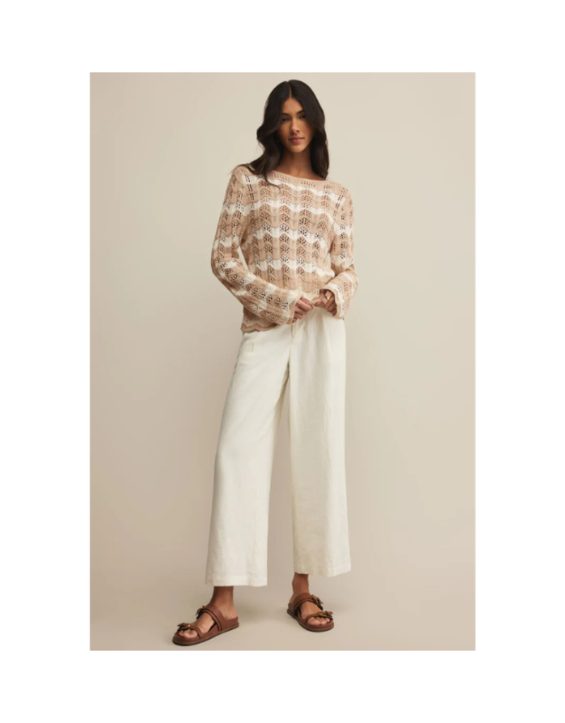 Z Supply Azura Stripe Crochet Top in Panna Cotta by Z Supply
