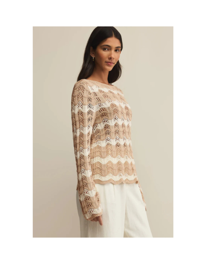 Z Supply Azura Stripe Crochet Top in Panna Cotta by Z Supply