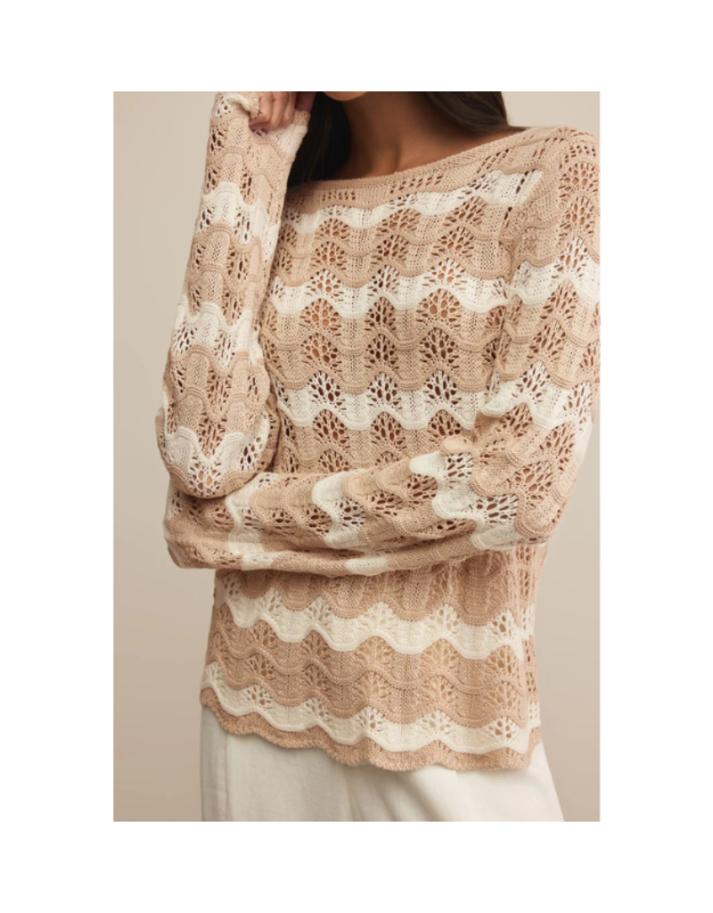 Z Supply Azura Stripe Crochet Top in Panna Cotta by Z Supply