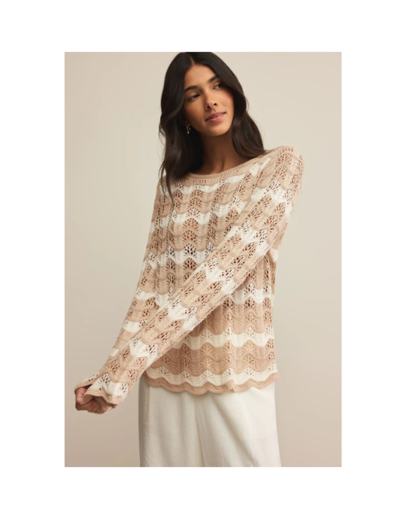 Z Supply Azura Stripe Crochet Top in Panna Cotta by Z Supply