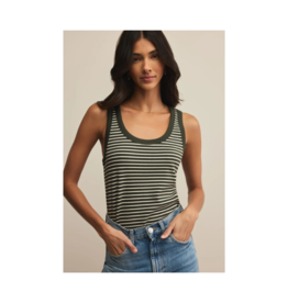 Z Supply Elin Stripe Rib Tank in Dark Agave by Z Supply