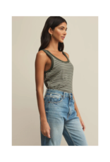 Z Supply Elin Stripe Rib Tank in Dark Agave by Z Supply
