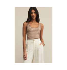 Z Supply Elin Stripe Rib Tank in Iced Coffee by Z Supply