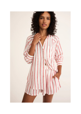 Z Supply The Perfect Linen Top in Cabana Red by Z Supply