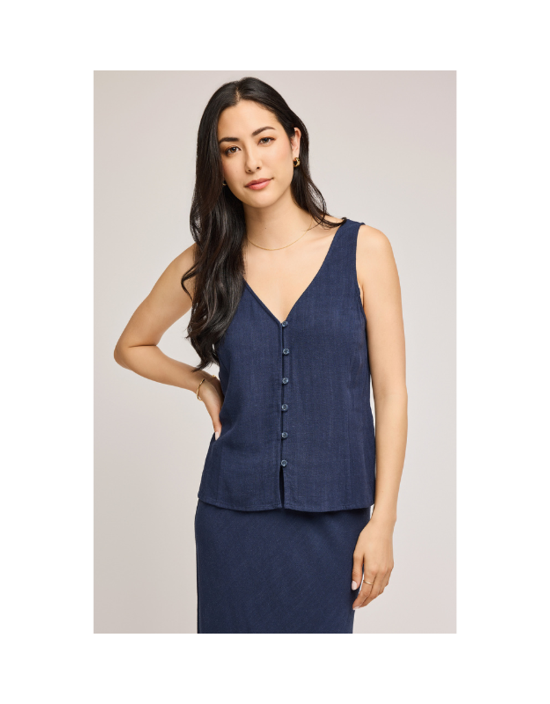 Gentle Fawn Jules Button Down Tank in Navy by Gentle Fawn