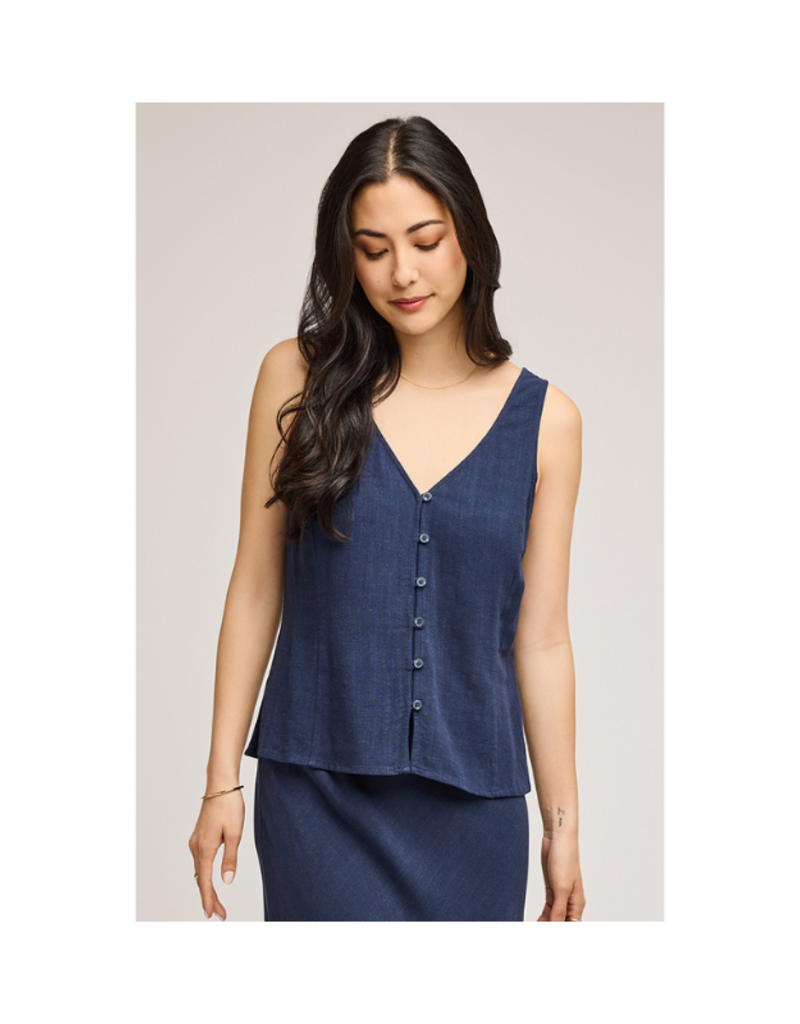 Gentle Fawn Jules Button Down Tank in Navy by Gentle Fawn