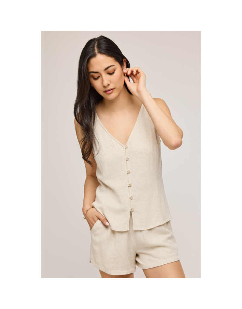 Gentle Fawn Jules Button Down Tank in Linen by Gentle Fawn