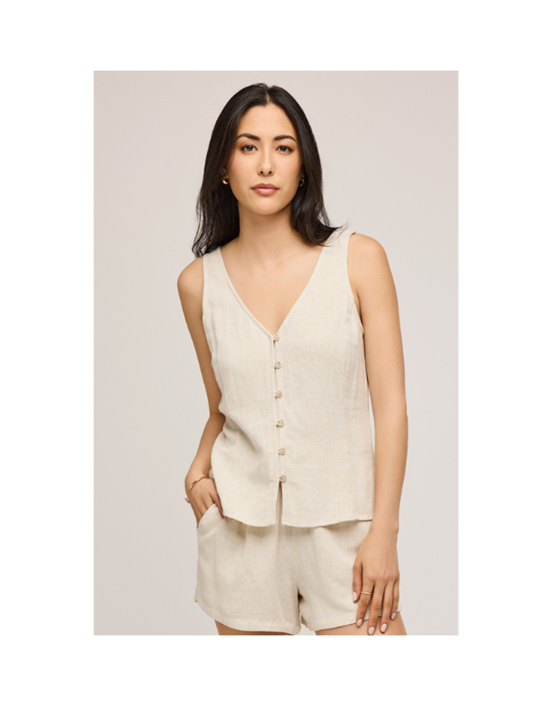 Gentle Fawn Jules Button Down Tank in Linen by Gentle Fawn