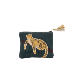 Indaba Trading Lazy Leopard Embroidered Pouch