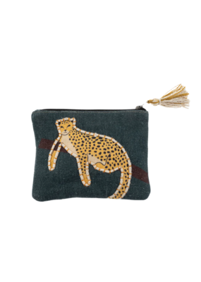 Indaba Trading Lazy Leopard Embroidered Pouch