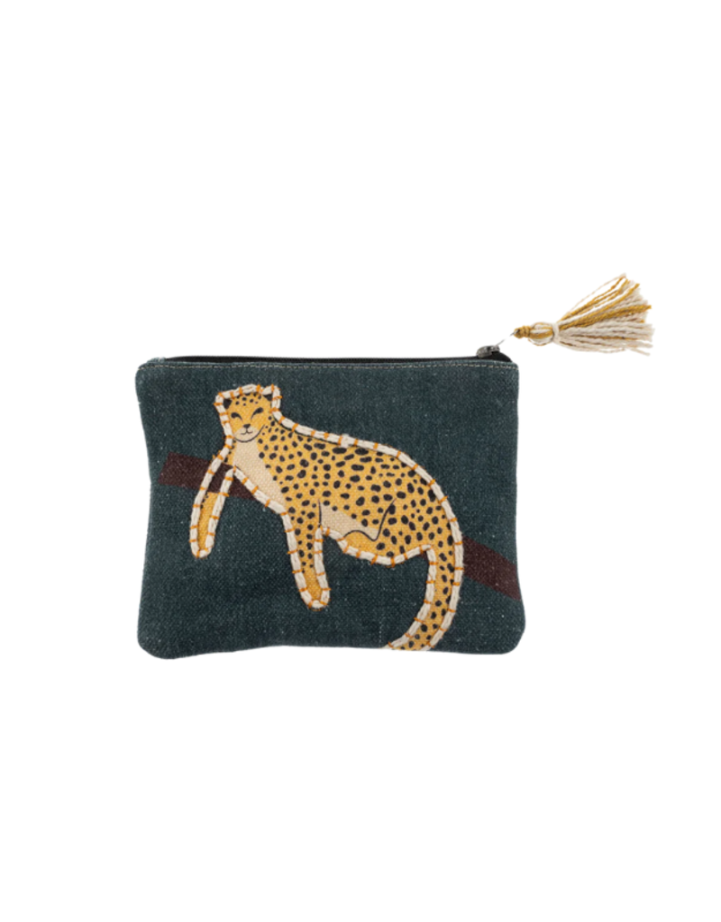 Indaba Trading Lazy Leopard Embroidered Pouch
