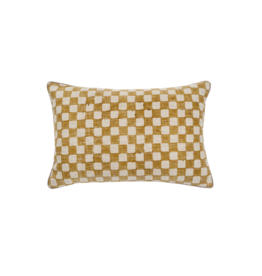 Indaba Trading Checkered Pillow in Ochre 16x24