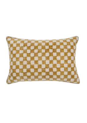 Indaba Trading Checkered Pillow in Ochre 16x24