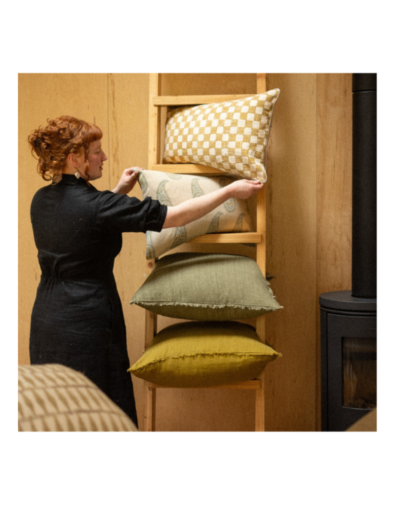 Indaba Trading Checkered Pillow in Ochre 16x24