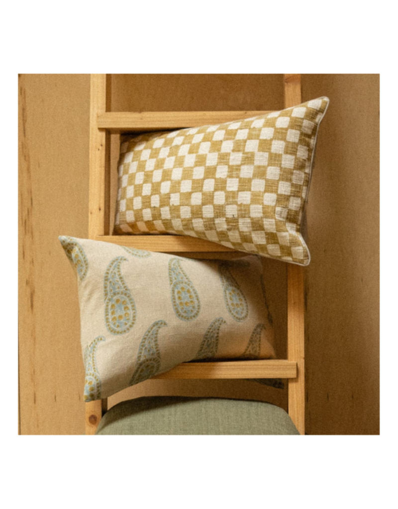 Indaba Trading Checkered Pillow in Ochre 16x24