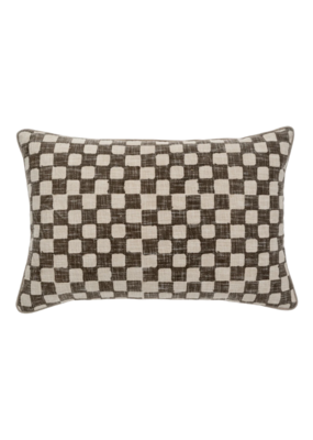 Indaba Trading Checkered Pillow in Charcoal 16x24