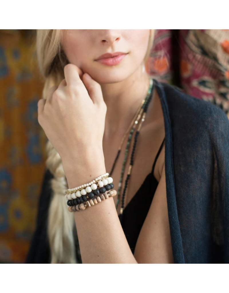 Scout White Fossil Stone Stacking Bracelet by Scout