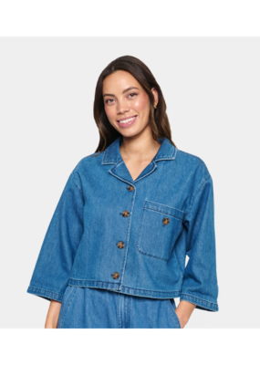 Saint Tropez Kayo Shirt in Medium Blue Denim by Saint Tropez